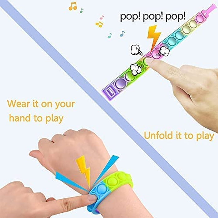 12PCS Push Pop Fidget Toy Fidget Bracelet, Durable and Adjustable, Multicolor Stress Relief Finger Press Bracelet for Kids and Adults ADHD ADD Autism