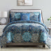 Modern Threads 8 Piece Reversible Bed in a Bag, Deep Blue Damask, Granada, Queen