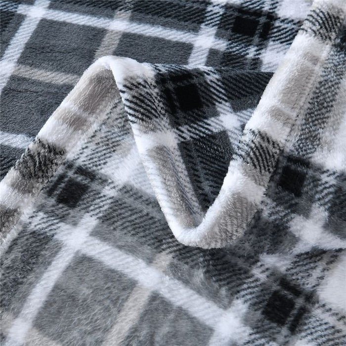 Mainstays Super Soft Plush Blanket, Full/Queen, Light Grey Plaid