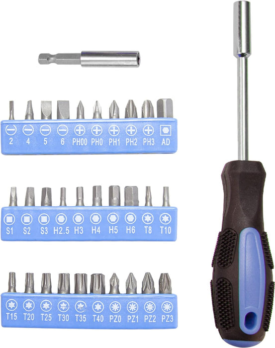 Tool Set General Hand Tool Kit with Plastic Toolbox Storage Case, Automotive Set Blue