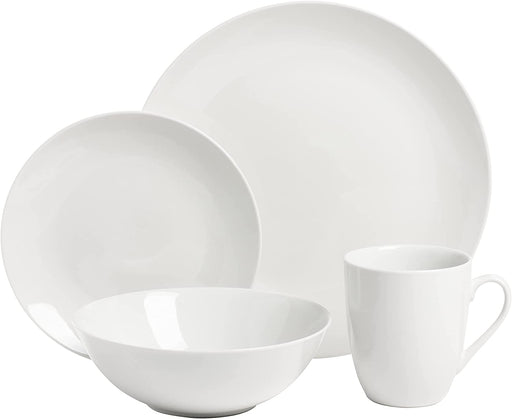 Simply Coupe 16 Piece Dinnerware Set, White - SM-1600-CP-SW
