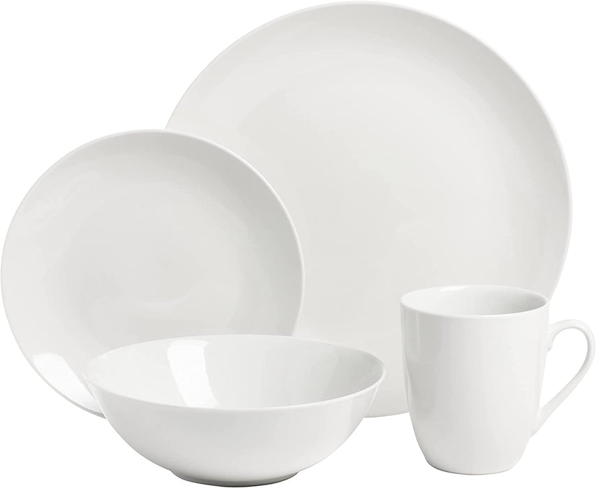 Simply Coupe 16 Piece Dinnerware Set, White - SM-1600-CP-SW