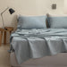 Simple&Opulence 100% Linen Sheet Set Solid Color-4 Pcs Washed French Linen Bed Sheets(1 Flat Sheet,1 Fitted Sheet,2 Pillowcases)-Breathable Bedding Set (Dusty Blue, Queen)