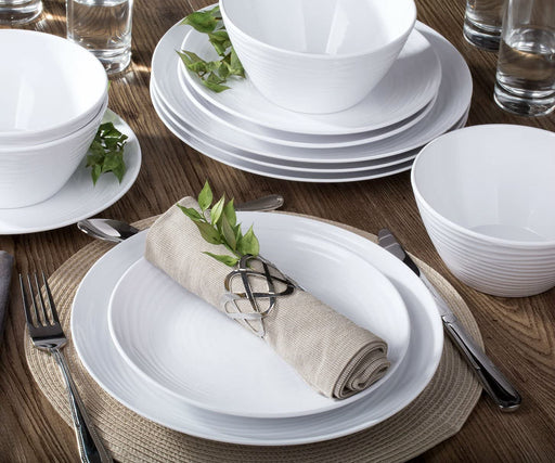 White Melamine Plastic Home Dinnerware Set, 12-Piece Service for 4