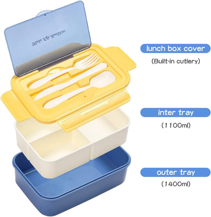 Bento Boxes for Adults - 1400 ML Bento Lunch Box for Kids Children with Spoon & Fork, Lunch Containers Durable with Compartments Sauce Container for On-The-Go Meal, Food-Safe Materials (Pink)