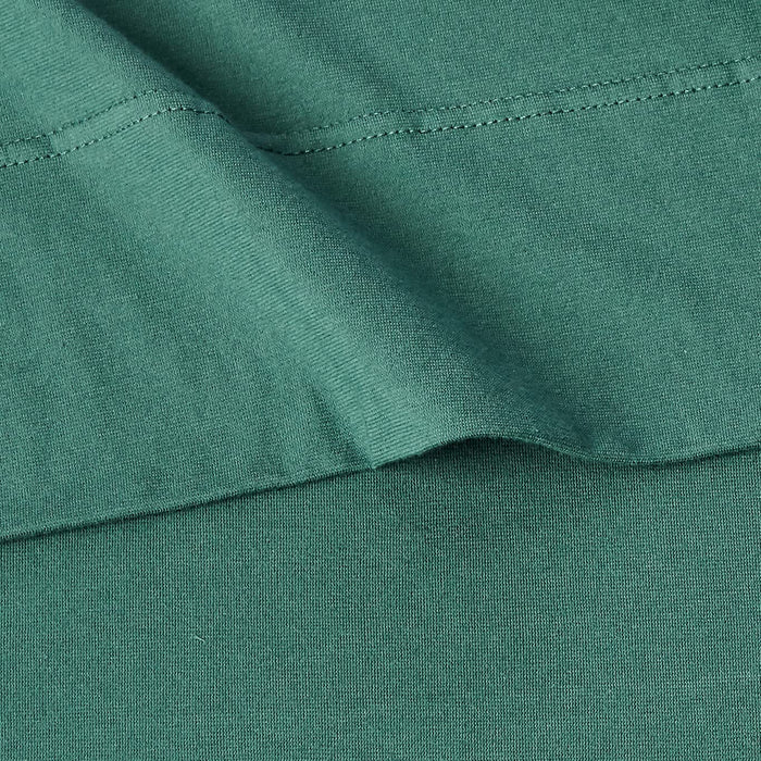 Cotton Jersey Bed Sheet Set - 4 Pcs, Queen, Dark Green
