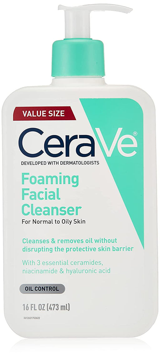 Foaming Facial Cleanser | Daily Face Wash for Oily Skin with Hyaluronic Acid, Ceramides, and Niacinamide| Fragrance Free Paraben Free | 16 Fluid Ounce