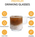 [6 PACK, 12 OZ] DESIGN•MASTER Premium Glass Coffee Mugs with Handle, Classic Vertical Stripes Tea Cup,Transparent Tea Glasses for Hot/Cold Beverages, Perfect Design for Americano, Cappuccino, Latte.