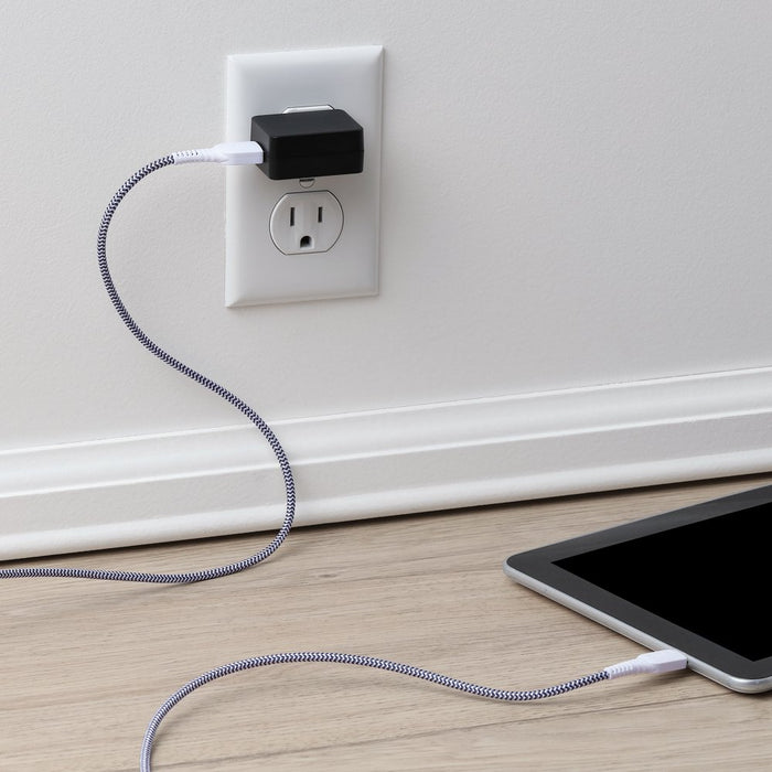 Onn. 6' Braided USB-C to USB Cable, White