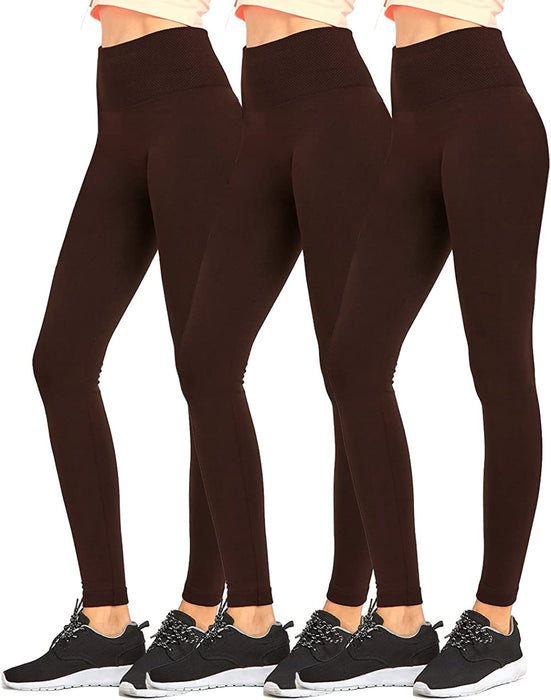 Leggings - Women'S Fleece Lined Solid Color High Waist Full Length Winter Leggings