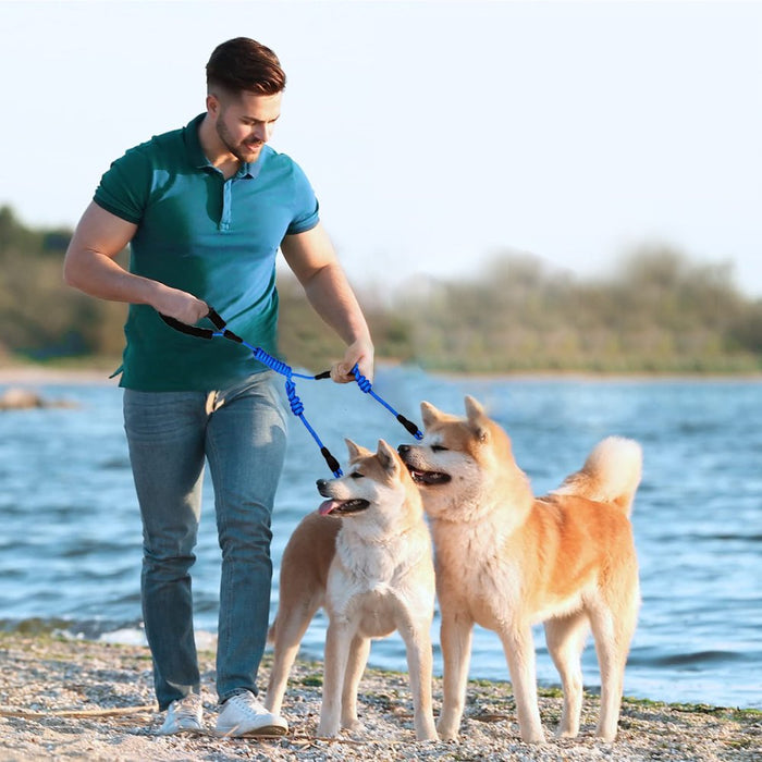Double Dog Leash,  Dual Dog Leash Detachable 360° Swivel with Soft Padded Handle, Heavy Duty Dual Leash for Two Dogs, 63In Double-Head Pet Traction Rope(25-100Lbs)
