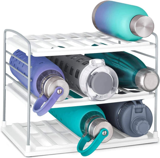 Upspace 8-Bottle Water Bottle and Travel Mug Cabinet Organizer, Adjustable Storage Rack for Kitchen Organization