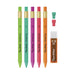 Handwriting Triangular Mechanical Pencils, HB #2 Lead (1.3Mm), Fun Barrel Colors, 5 Pencils, 1 Lead Refill Set, 2 Erasers
