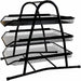 3 Tier Paper Tray Organizer for Desk, Black Stackable File Rack Metal Mesh Letter Trays, Multifunctional Metal Grid Document Holder and Storage for Office Desktop Organization and Accessories