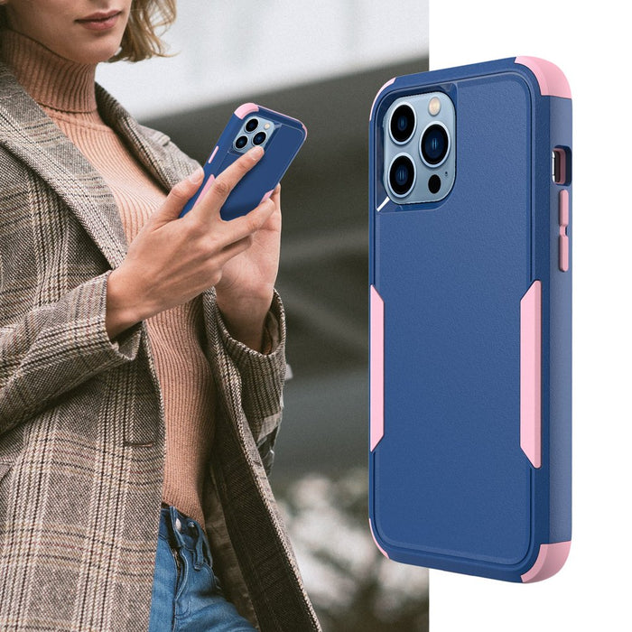 for Iphone 13 Pro Max/13 Pro/13/13 Mini Phone Case with Belt Clip Stand Shockproof Protective Case Hybrid Armor Cover, Navy Blue