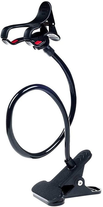 Plastic Flexible Long Arms Gooseneck Clip Clamp Stand Universal Cell Phone Holder - Black