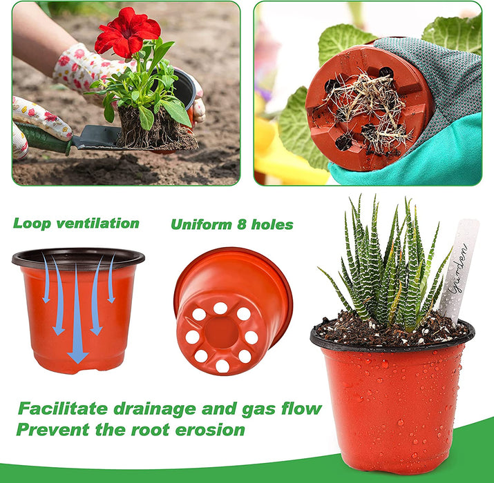 4" Plant Pots Small Plastic Plants Nursery Pot/Pots (100Pcs) Seedlings Flower Plant Container Seed Starting Pots for Plants Come with 100Pcs Plant Labels