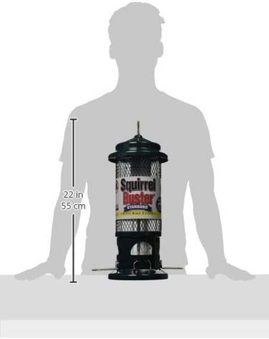 Squirrel Buster Standard Squirrel-Proof Bird Feeder W/4 Metal Perches, 1.3-Pound Seed Capacity, Garden Green