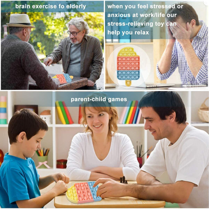 Push Pop Bubbles Fidget Sensory Toys,Stress Reliever Silicone Squeeze Sensory Toy,Anxiety Relief Tools Educational Popping Game for Kids and Adult (Pineapple,Rainbow)