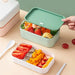1 Pack Portable Hermetic Lunch Box 2 Layer Grid Student Bento Box with Fork Spoon Leakproof Microwavable Oven Multi Lunch Box