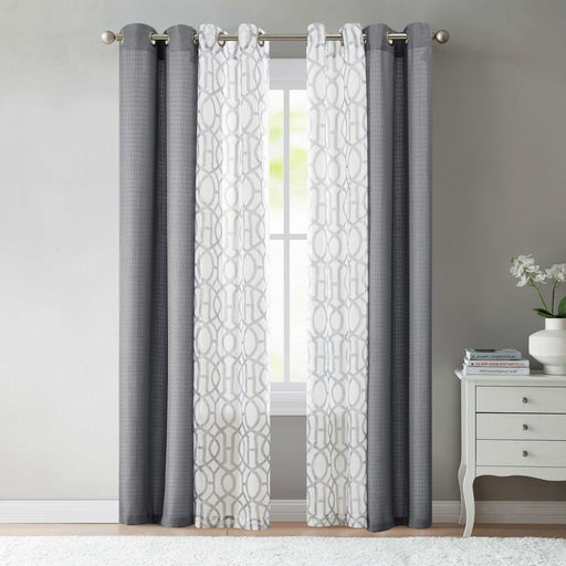 Mainstays Kingswood 4 Piece Curtain Set, 27.5X84, Grey Flannel