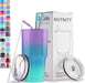 30 Oz Tumbler with Lids and Straws,18/8 Stainless Steel Vacuum Insulated Coffee Tumbler,Insulated Travel Mug Water Cup with Leak-Proof Straw Lid & Flip Lid,3 Metal Straws,1 Cleaning Brush & Gift Box
