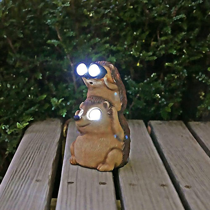 Garden Statues Hedgehog Yard Decor Solar Animal Outdoor Lawn outside Decorations Patio Ornaments Porch Waterproof Funny Sculptures Cute Figurines Gifts