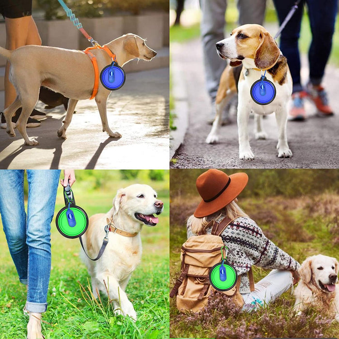 Collapsible Dog Bowls, Portable Travel Dog Bowls, Expandable for Cat Dog Water Bowls Food Feeding, 2 Pack Silicone Pet Bowls with Waste Bag Dispenser