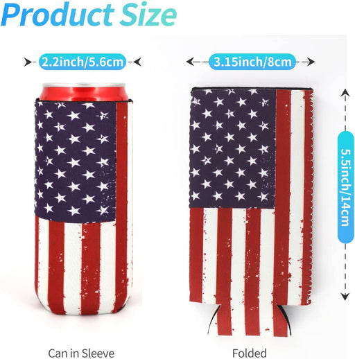 12Pcs Neoprene Slim Beer Can Cooler Tall Stubby Holder Foldable Stubby Holders Beer Cooler Bags Fits 12Oz Slim Energy Drink & Beer (Classic Style)