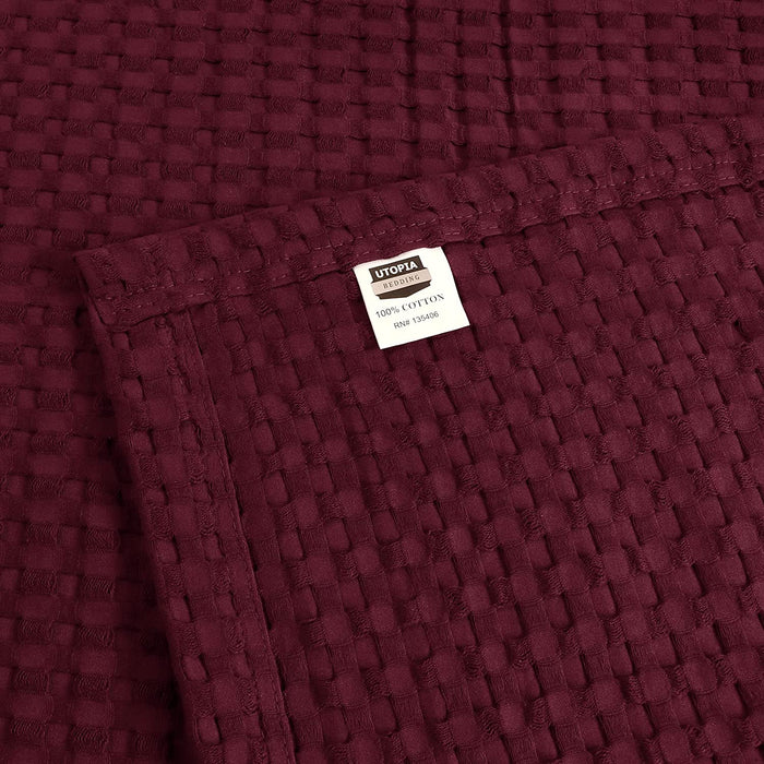 Cotton Waffle Blanket 300 GSM (Burgundy - 90X108 Inches) Soft Lightweight Breathable Bed Blanket King Size Layering Any Bed for All Season