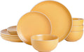 Gibson Home Rockaway round Stoneware Dinnerware Set, Service for 4 (12Pcs), Blue