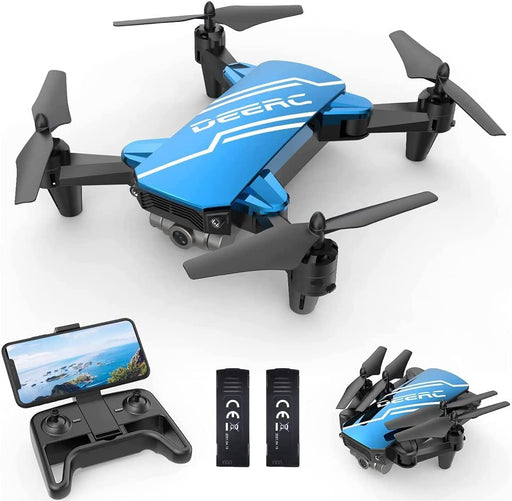 D20 Mini Drone with Camera for Kids, Remote Control Toys Gifts for Boys Girls with Voice Control, Gestures Selfie, Altitude Hold, Gravity Control, One Key Start, 3D Flips 2 Batteries,1 Piece, Blue