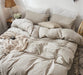 Bedding Duvet Cover Set 100% Washed Cotton Linen like Textured Breathable Durable Soft Comfy (Tannish Linen Grey, Queen)