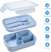 Bento Box for Kids Lunch Containers with 4 Compartments Kids Bento Lunch Box Microwave/Freezer/Dishwasher Safe (Flatware Included,Light Blue)