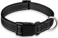 Reflective Dog Collar with Buckle Adjustable Safety Nylon Collars for Small Medium Large Dogs, Black S