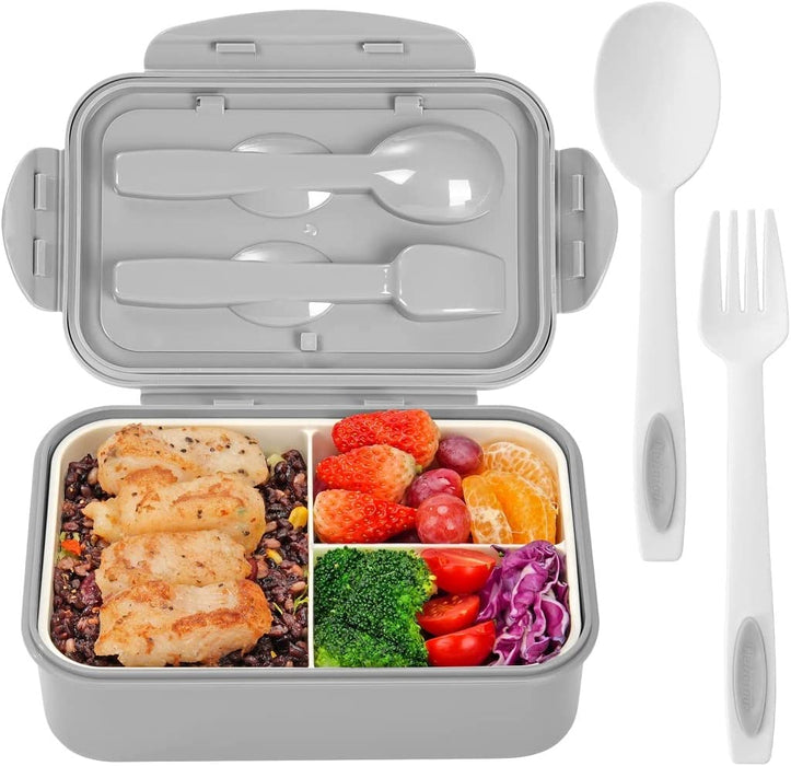 Bento Boxes for Adults - 1100 ML Bento Lunch Box for Kids Childrens with Spoon & Fork - Durable Perfect Size for On-The-Go Meal, Bpa-Free and Food-Safe Materials(Green)