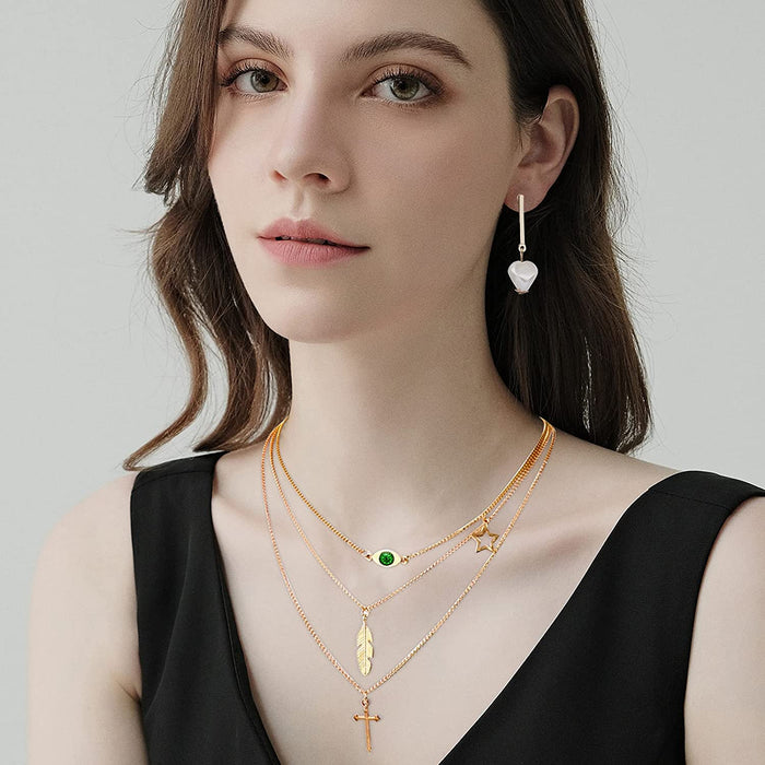 38 PCS Gold Jewelry Set with 4 PCS Necklace,10 PCS Bracelet,24 PCS Layered Ball Dangle Hoop Stud Earrings for Women Girls Jewelry Fashion and Valentine Birthday Party Gift