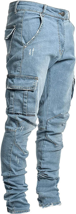 Mens Slim Fit Jeans 7 Pockets Stretch Skinny Denim Pencil Pants Nova Fashion