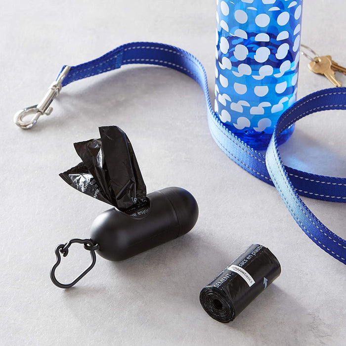 Unscented Standard Dog Poop Bags with Dispenser and Leash Clip, 13 X 9 Inches, Black - 60 Rolls (900 Bags)