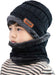 Kids Winter Hat and Scarf Set, 2Pcs Warm Knit Beanie Cap and Scarf for 5-14 Years Old