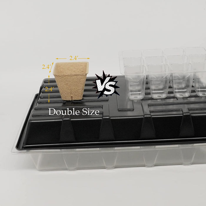Seed Starter Kit with 90 Peat Pots for Seedlings Seed Starter Tray, 5 Plastic Growing Trays 20 Plant Labels & 3 Garden Tools Outdoor or Indoor