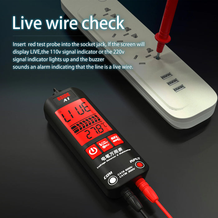 BSIDE Voltage Tester 3-Results Display AC Volt Detector Pen Non-Contact Adjustable Sensitivity Dual Range Electrical Live Finder