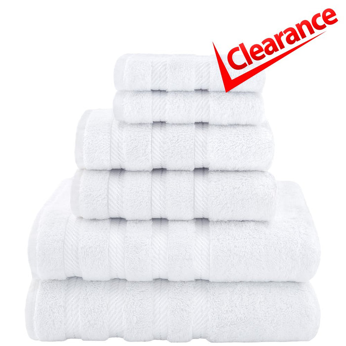 6 Piece Premium Bath Towel Set, 100% Turkish Cotton Towels for Bathroom, White
