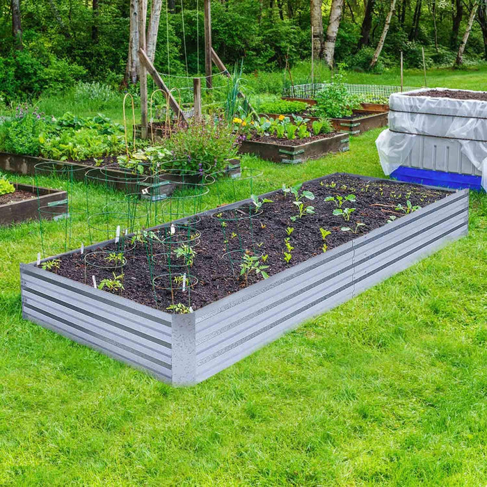 Galvanized Raised Garden Beds for Vegetables Large Metal Planter Box Steel Kit Flower Herb, 8X4X1Ft