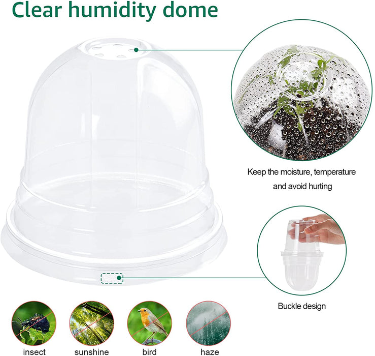 Clear Nursery Pots with Humidity Dome 30 Sets 4" Transparent Plastic Plant Pot Seedling Planter Seed Starter Pots Flower Pot with 10Pcs Plant Labels for Indoor Outdoor Garden