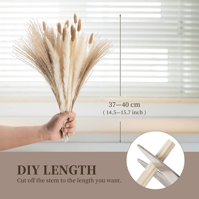 Pampas Grass with Vase Included, 90Pcs Dried Pampas Grass Decor, Natural Dried Pampas Grass, Fluffy Pampas Grasses for Home Decor Wedding Boho Decor