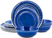 Melamine Dinnerware Sets - 12 Pcs Melamine Plates Outdoor Plates Summer Plates and Bowls Sets Melamine Plates Ideal Camping Dish Set Dinnerware Set for 4 Dishwasher Safe (Wood Grain)