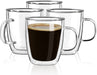 Double Wall Glass Coffee Mugs, (4-Pcak) 16 Ounces-Clear Glass Coffee Cups with Handle,Insulated Coffee Glass,Cappuccino Cups,Tea Cups,Latte Cups,Beverage Glasses Heat Resistant