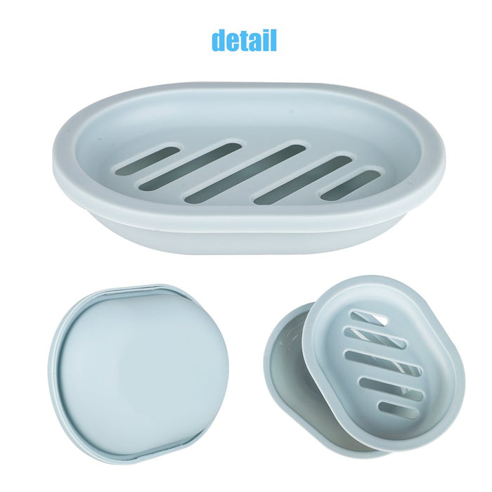 2Pcs Soap Dish with Drain, Soap Holder with Water Tray, Easy Cleaning Soap Saver Dry Stop, Mushy Soap Tray for Shower Bathroom Kitchen, Grey/Green/Blue/Pink