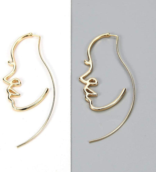 Hollowed Out Face Drop Earrings for Women Gold Plated Punk Earrings Jewelry (Gold)